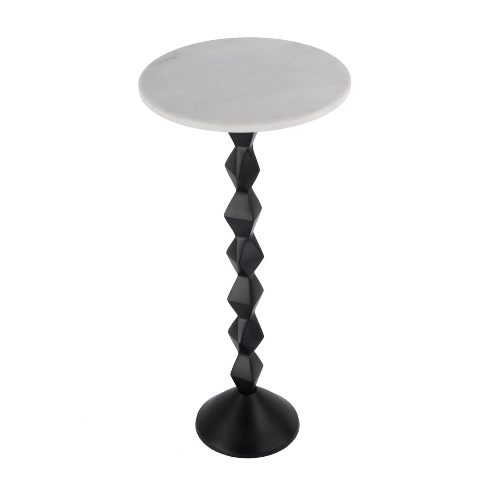 Butler Specialty Ada Modern Marble Top Side Table With Unique Geometric Metal Base - Stylish Accent For Any Room Black And White Marble,Aluminum,Iron 5834025-butler
