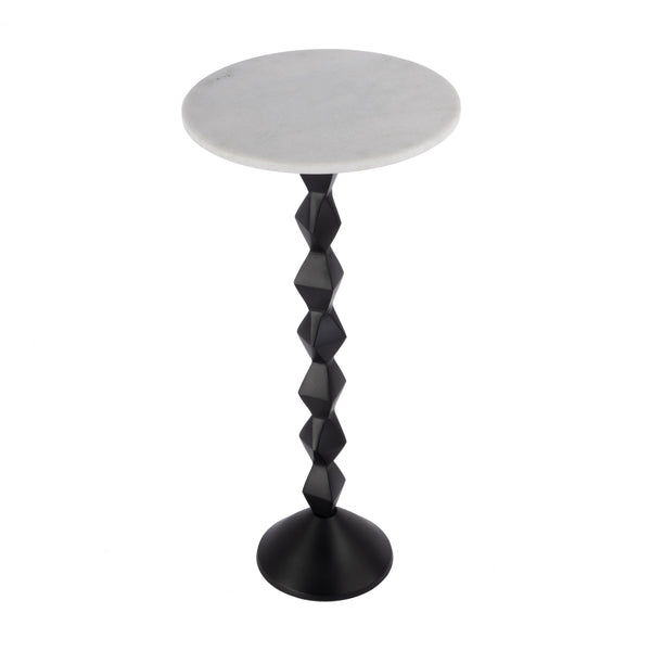 Butler Specialty Ada Modern Marble Top Side Table With Unique Geometric Metal Base - Stylish Accent For Any Room Black And White Marble,Aluminum,Iron 5834025-butler