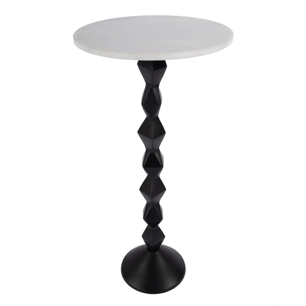 Butler Specialty Ada Modern Marble Top Side Table With Unique Geometric Metal Base - Stylish Accent For Any Room Black And White Marble,Aluminum,Iron 5834025-butler