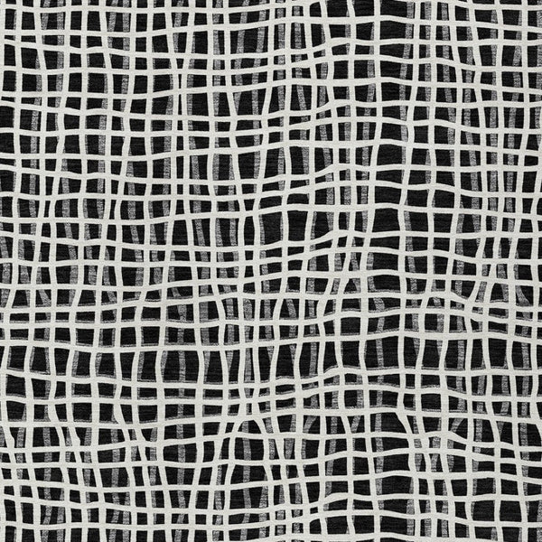 Homeroots 3' Stylish Black Gray And Ivory Striped Washable Rug For Indoor And Outdoor Spaces, Durable Design 5' X 8' Polyester 583403