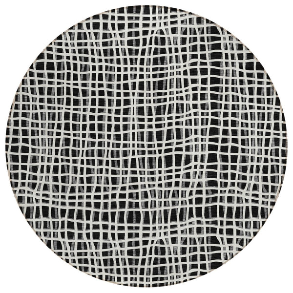 HomeRoots 5' Stylish Striped Washable Area Rug for Indoor and Outdoor Use – Durable, Modern, and Versatile! 8' Round 583404