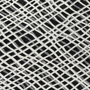 Homeroots 3' Stylish Black Gray And Ivory Striped Washable Rug For Indoor And Outdoor Spaces, Durable Design 10' X 14' Polyester 583407