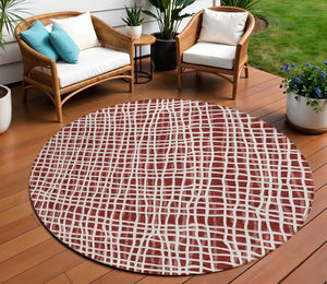 Homeroots 3' Stylish Black Gray And Ivory Striped Washable Rug For Indoor And Outdoor Spaces, Durable Design 8' Round Polyester 583410