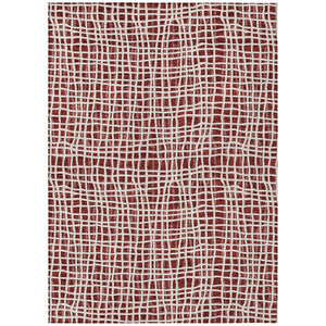 HomeRoots 9' Burgundy and Ivory Striped Washable Area Rug - Stylish, Durable Design for Indoor & Outdoor Spaces 9' X 12' 583412