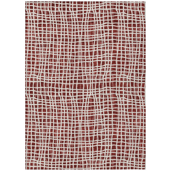 HomeRoots 9' Burgundy and Ivory Striped Washable Area Rug - Stylish, Durable Design for Indoor & Outdoor Spaces 9' X 12' 583412