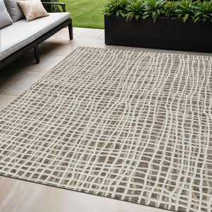 Homeroots 3' Stylish Black Gray And Ivory Striped Washable Rug For Indoor And Outdoor Spaces, Durable Design 5' X 8' Polyester 583415