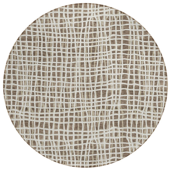 HomeRoots 5' Washable Indoor Outdoor Area Rug with Stripes - Durable, Stylish, and Easy to Clean for All Spaces 8' Round 583416