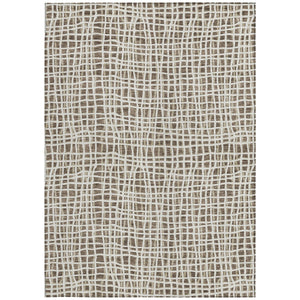 Homeroots 3' Stylish Black Gray And Ivory Striped Washable Rug For Indoor And Outdoor Spaces, Durable Design 10' X 14' Polyester 583419