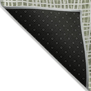 HomeRoots 5' Green and Ivory Striped Area Rug - Versatile, Washable Design for Indoor and Outdoor Spaces 5' X 8' 583421
