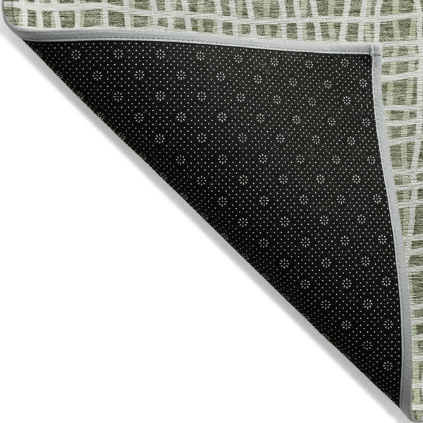 HomeRoots 5' Green and Ivory Striped Area Rug - Versatile, Washable Design for Indoor and Outdoor Spaces 5' X 8' 583421