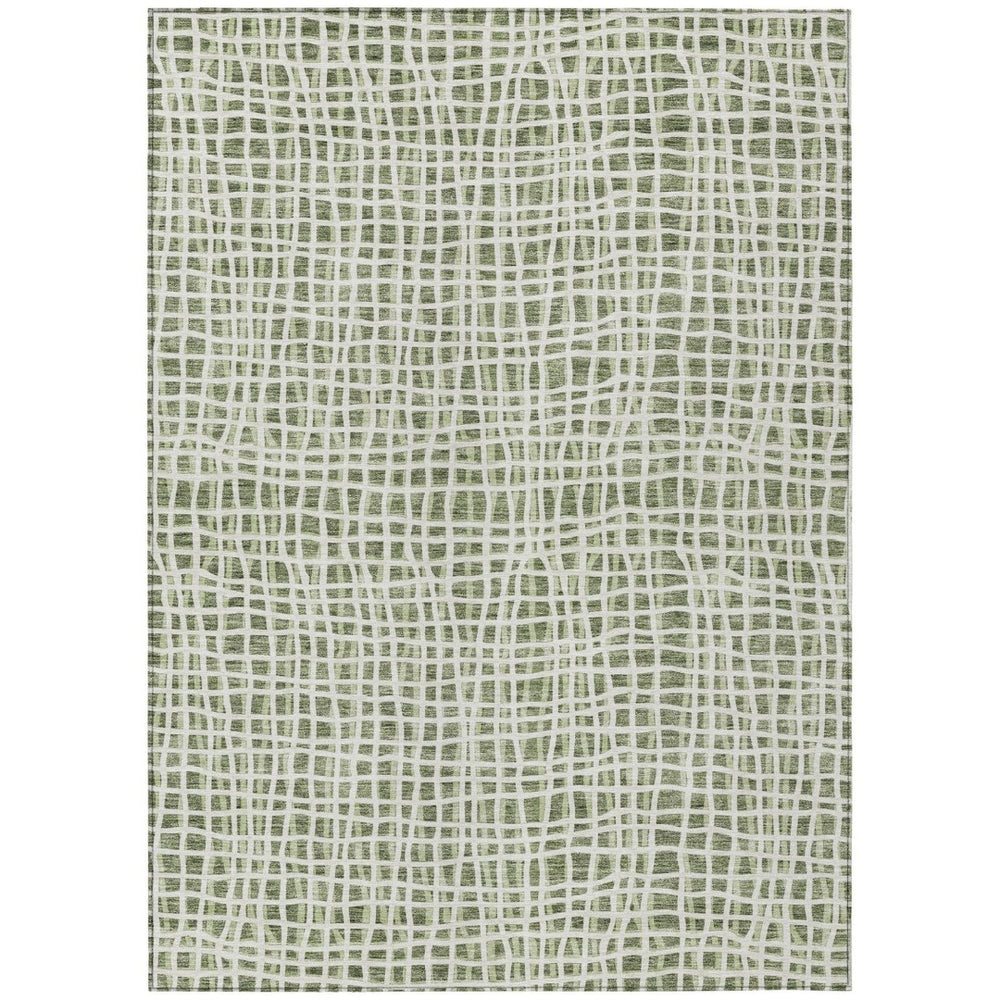 HomeRoots 9' Green and Ivory Striped Washable Area Rug - Durable, Stylish Design for Indoor & Outdoor Spaces 9' X 12' 583424