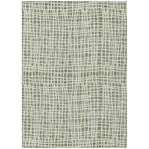 HomeRoots 9' Green and Ivory Striped Washable Area Rug - Durable, Stylish Design for Indoor & Outdoor Spaces 9' X 12' 583424