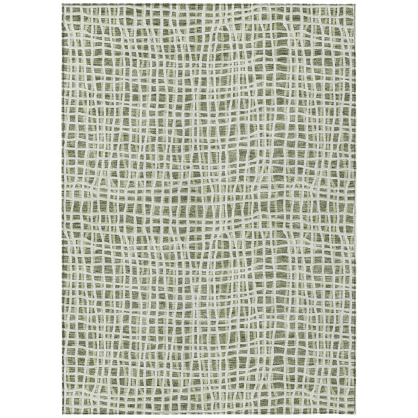 HomeRoots 9' Green and Ivory Striped Washable Area Rug - Durable, Stylish Design for Indoor & Outdoor Spaces 9' X 12' 583424