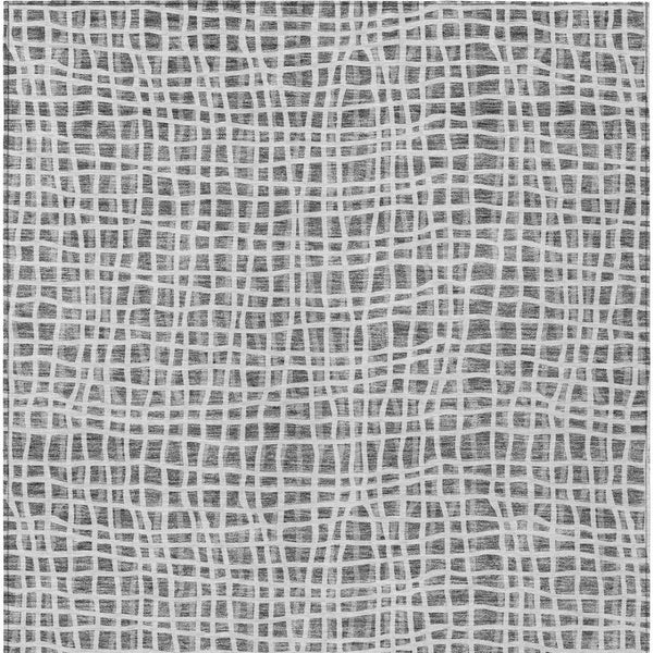 Homeroots 3' Stylish Black Gray And Ivory Striped Washable Rug For Indoor And Outdoor Spaces, Durable Design 3' X 5' Polyester 583426