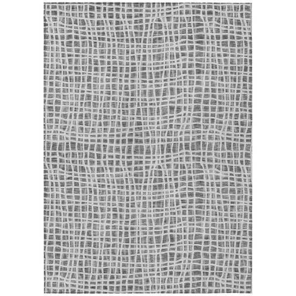 HomeRoots 5' Charcoal and Silver Striped Area Rug – Durable, Stylish Design for Indoor and Outdoor Spaces 10' X 14' 583431