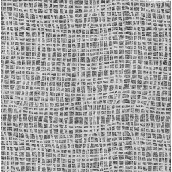 Homeroots 3' Stylish Black Gray And Ivory Striped Washable Rug For Indoor And Outdoor Spaces, Durable Design 10' X 14' Polyester 583431