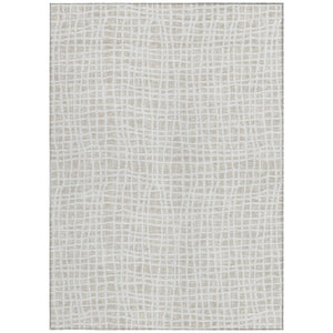 Homeroots 3' Stylish Black Gray And Ivory Striped Washable Rug For Indoor And Outdoor Spaces, Durable Design 8' X 10' Polyester 583435