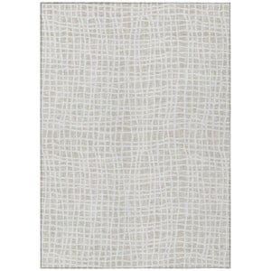 HomeRoots 9' Ivory and Beige Striped Area Rug - Durable, Washable Design for Indoor and Outdoor Use, Easy Care 9' X 12' 583436
