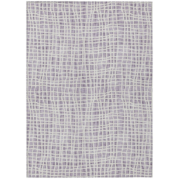 HomeRoots 5' Lilac Purple and Ivory Striped Area Rug - Elegant, Durable, Washable for Indoor and Outdoor Spaces 5' X 8' 583439