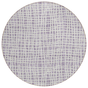 HomeRoots 5' Lilac Purple and Ivory Striped Area Rug - Elegant, Durable, Washable for Indoor and Outdoor Spaces 8' Round 583440