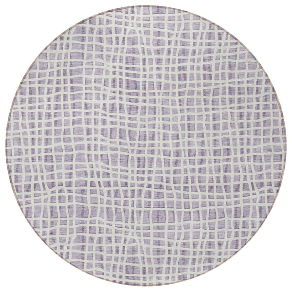 Homeroots 3' Stylish Black Gray And Ivory Striped Washable Rug For Indoor And Outdoor Spaces, Durable Design 8' Round Polyester 583440