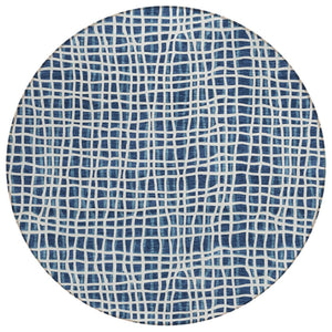 HomeRoots 5' Navy Blue and Ivory Striped Area Rug – Stylish, Washable, Durable for Indoor and Outdoor Spaces 8' Round 583446