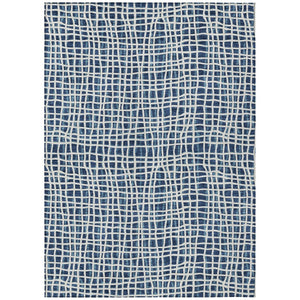 HomeRoots 9' Navy Blue and Ivory Striped Washable Area Rug – Versatile Indoor Outdoor Décor for Any Space 9' X 12' 583448