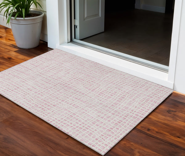 Homeroots 3' Stylish Black Gray And Ivory Striped Washable Rug For Indoor And Outdoor Spaces, Durable Design 3' X 5' Polyester 583450