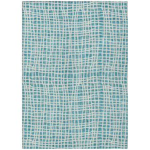 HomeRoots 9' Teal Blue and Ivory Striped Indoor-Outdoor Area Rug – Durable, Washable, and Stylish Design 9' X 12' 583466