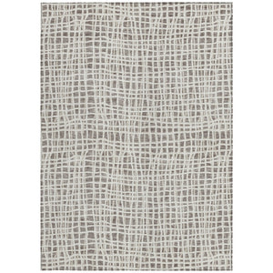 Homeroots 3' Stylish Black Gray And Ivory Striped Washable Rug For Indoor And Outdoor Spaces, Durable Design 5' X 8' Polyester 583469