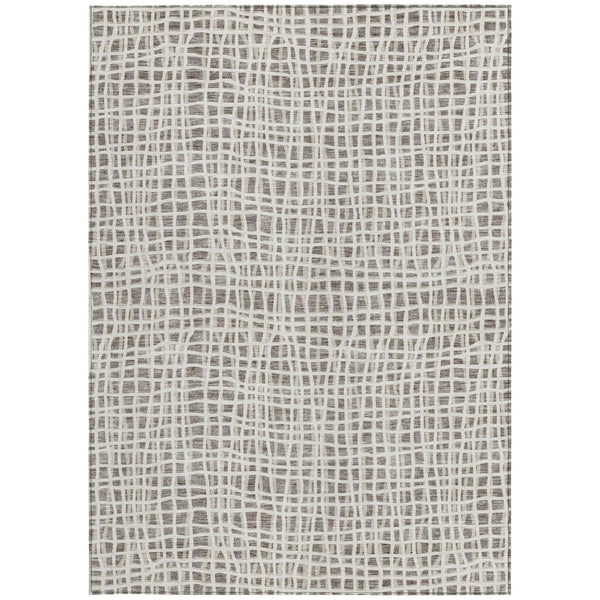 Homeroots 3' Stylish Black Gray And Ivory Striped Washable Rug For Indoor And Outdoor Spaces, Durable Design 5' X 8' Polyester 583469