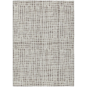 HomeRoots 5' Taupe and Beige Striped Washable Indoor-Outdoor Area Rug for Stylish Home and Patio Décor 5' X 8' 583469