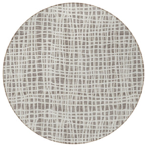 Homeroots 3' Stylish Black Gray And Ivory Striped Washable Rug For Indoor And Outdoor Spaces, Durable Design 8' Round Polyester 583470