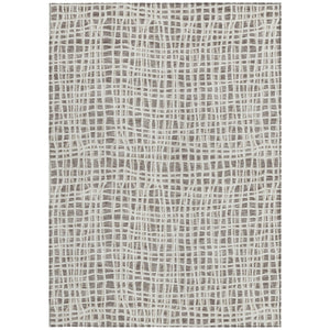 Homeroots 3' Stylish Black Gray And Ivory Striped Washable Rug For Indoor And Outdoor Spaces, Durable Design 8' X 10' Polyester 583471