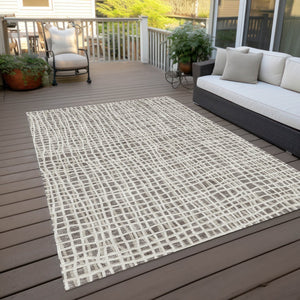 Homeroots 3' Stylish Black Gray And Ivory Striped Washable Rug For Indoor And Outdoor Spaces, Durable Design 8' X 10' Polyester 583471