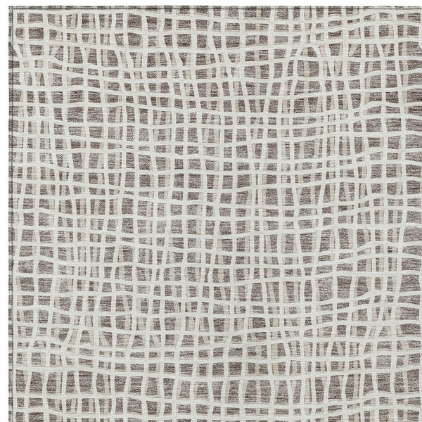 Homeroots 3' Stylish Black Gray And Ivory Striped Washable Rug For Indoor And Outdoor Spaces, Durable Design 9' X 12' Polyester 583472
