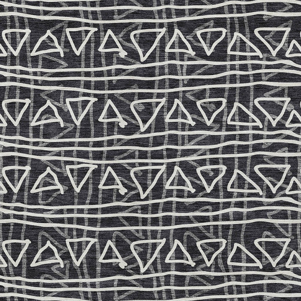 Homeroots 3' Black Gray Ivory Geometric Washable Area Rug For Indoor Outdoor Spaces - Durable & Stylish! 3' X 5' Polyester 583474