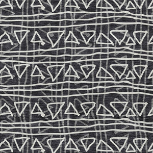 Homeroots 3' Black Gray Ivory Geometric Washable Area Rug For Indoor Outdoor Spaces - Durable & Stylish! 5' X 8' Polyester 583475