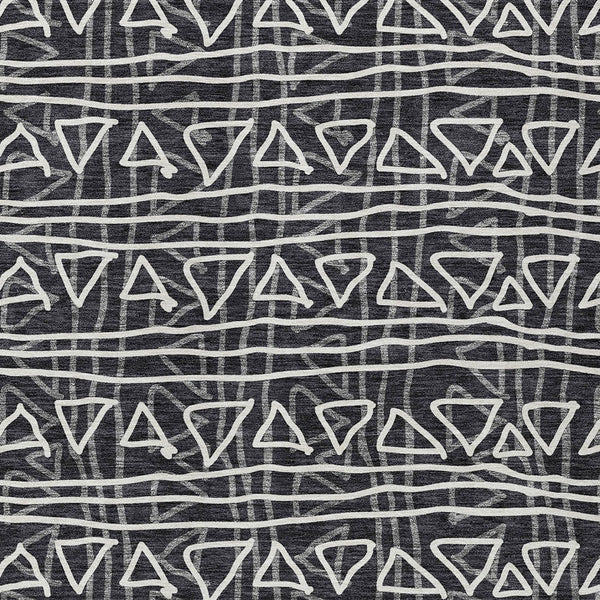 Homeroots 3' Black Gray Ivory Geometric Washable Area Rug For Indoor Outdoor Spaces - Durable & Stylish! 5' X 8' Polyester 583475