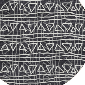 Homeroots 3' Black Gray Ivory Geometric Washable Area Rug For Indoor Outdoor Spaces - Durable & Stylish! 8' Round Polyester 583476