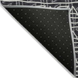 Homeroots 3' Black Gray Ivory Geometric Washable Area Rug For Indoor Outdoor Spaces - Durable & Stylish! 9' X 12' Polyester 583478