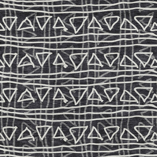 Homeroots 3' Black Gray Ivory Geometric Washable Area Rug For Indoor Outdoor Spaces - Durable & Stylish! 9' X 12' Polyester 583478