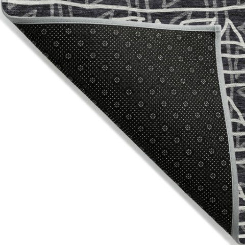 Homeroots 3' Black Gray Ivory Geometric Washable Area Rug For Indoor Outdoor Spaces - Durable & Stylish! 10' X 14' Polyester 583479