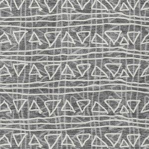 Homeroots 3' Black Gray Ivory Geometric Washable Area Rug For Indoor Outdoor Spaces - Durable & Stylish! 8' X 10' Polyester 583483