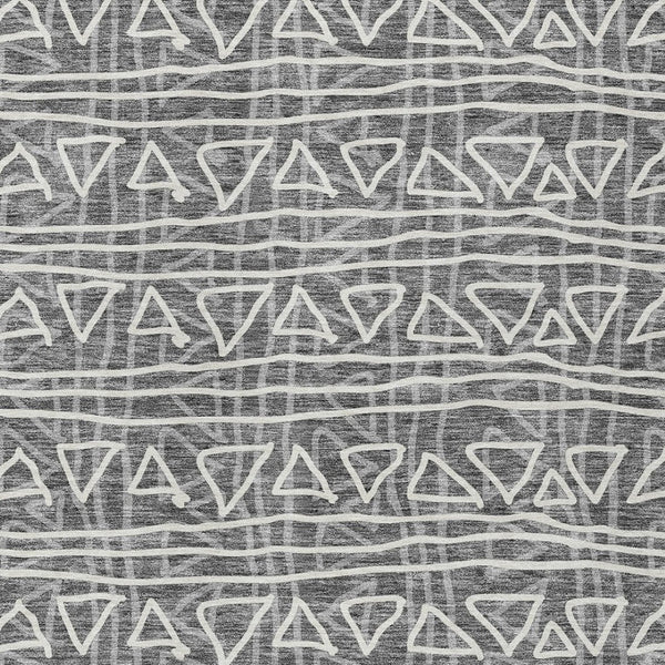 Homeroots 3' Black Gray Ivory Geometric Washable Area Rug For Indoor Outdoor Spaces - Durable & Stylish! 8' X 10' Polyester 583483