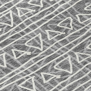 Homeroots 3' Black Gray Ivory Geometric Washable Area Rug For Indoor Outdoor Spaces - Durable & Stylish! 8' X 10' Polyester 583483
