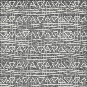 Homeroots 3' Black Gray Ivory Geometric Washable Area Rug For Indoor Outdoor Spaces - Durable & Stylish! 9' X 12' Polyester 583484