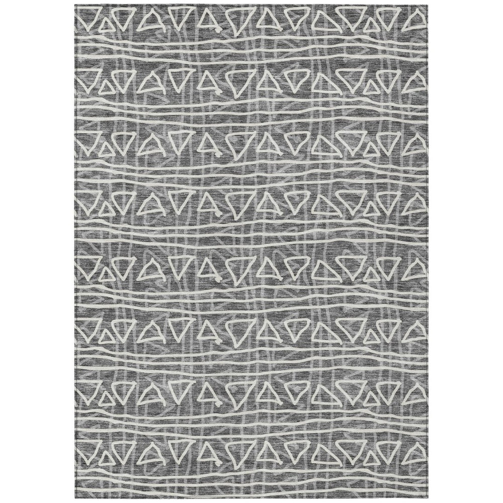 HomeRoots 9' Charcoal Gray and Ivory Geometric Area Rug - Stylish, Durable for Indoor and Outdoor Spaces 9' X 12' 583484