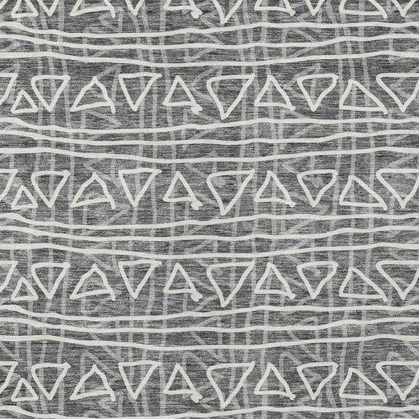 Homeroots 3' Black Gray Ivory Geometric Washable Area Rug For Indoor Outdoor Spaces - Durable & Stylish! 9' X 12' Polyester 583484