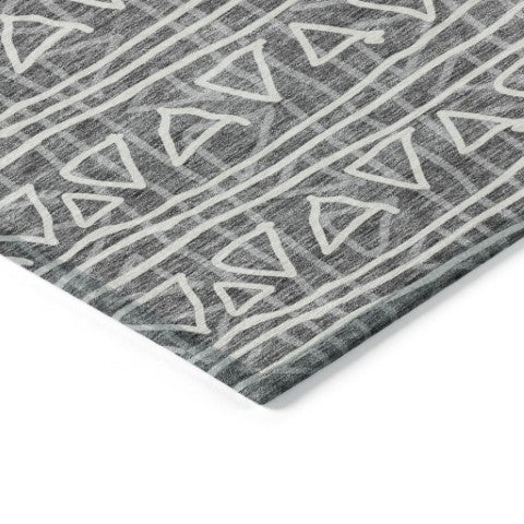 Homeroots 3' Black Gray Ivory Geometric Washable Area Rug For Indoor Outdoor Spaces - Durable & Stylish! 10' X 14' Polyester 583485